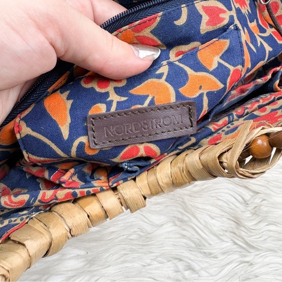 Vintage Philippines Beaded East West Baguette Raffia Woven Wicker Tote Bag Aloha - Picture 10 of 10